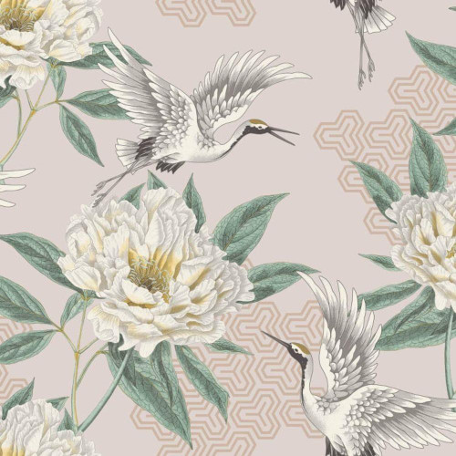 Grandeco Flying Crane Wallpaper - 178302 - Neutral