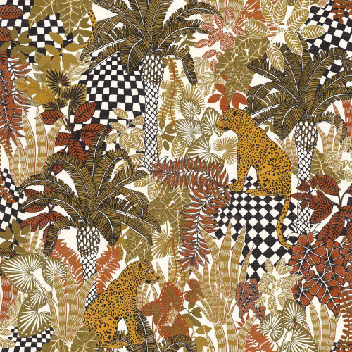 Casamance Belize Wallpaper Blanc / Kaki 75500100