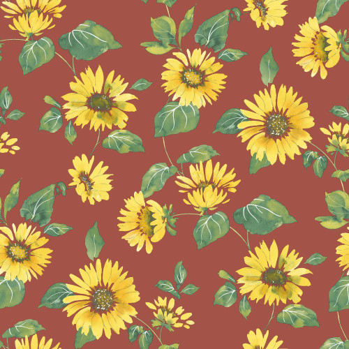 Galerie Just Kitchens Sunflower Trail Wallpaper - G45459 - Red / Yellow