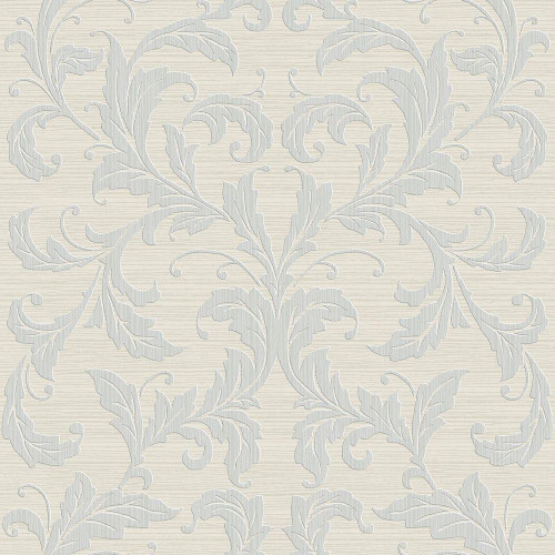 Galerie Leaf Damask Wallpaper - G34112 - Silver / Grey