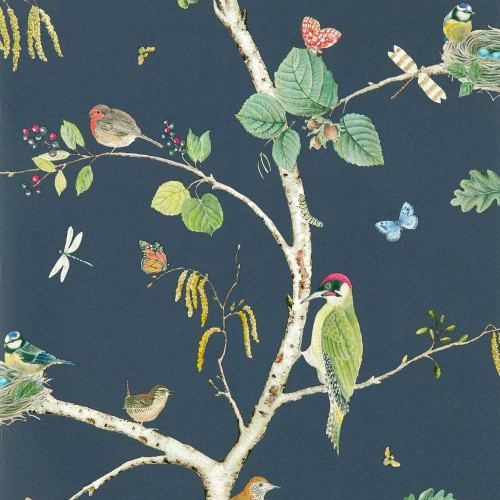 Sanderson Woodland Chorus Wallpaper - 217231 - Charcoal