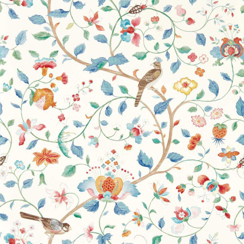 Sanderson Aril's Garden Wallpaper - 217237 - Indigo / Red
