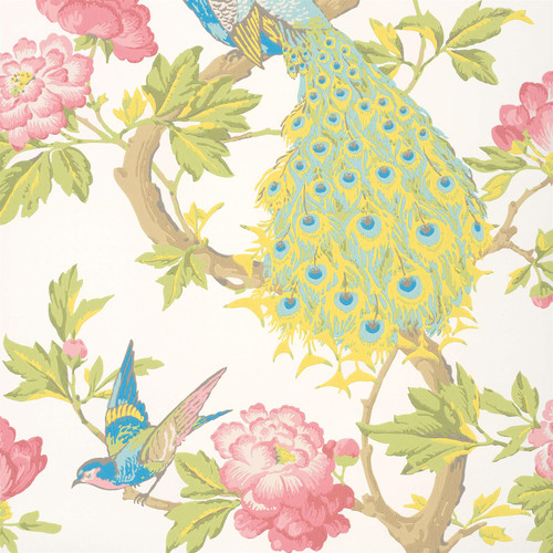 Little Greene Pavona Wallpaper - 0245PABLANC - Blanche