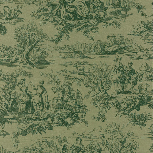 Little Greene Lovers Toile Wallpaper - 0263LODARKB - Dark Brunswick Green