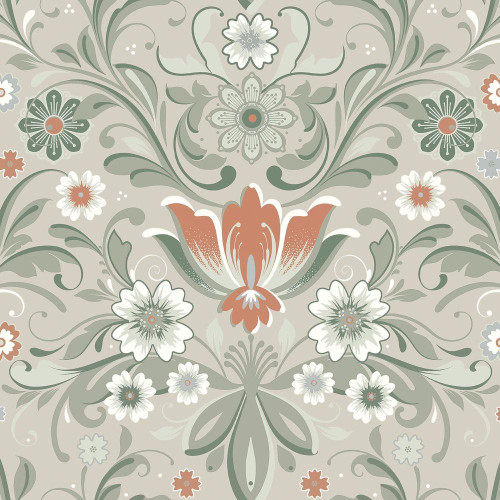 Galerie Ostanskar Wallpaper - S24108 - Green / White / Taupe