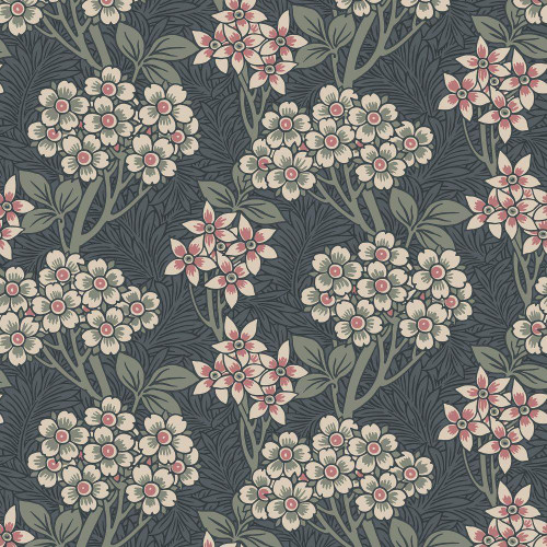 Galerie Floral Vine Wallpaper - ET12010 - Dark Grey / Olive / White