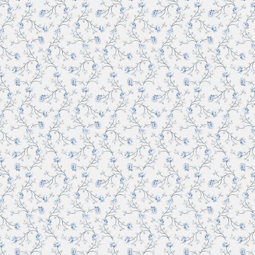 Galerie Petit Flowers Wallpaper - 1905-2 - Grey / Blue / White