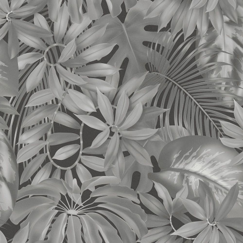 Galerie Tropical Leaf Motif Wallpaper - BW51022 - Black / Grey