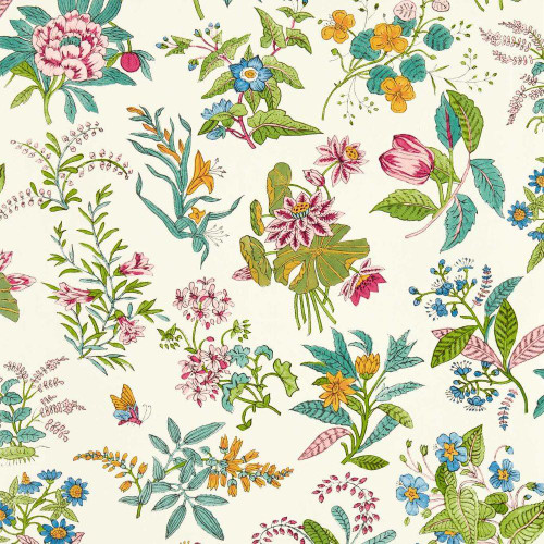 Harlequin Woodland Floral Wallpaper - 113057 - Peridot / Ruby / Pearl