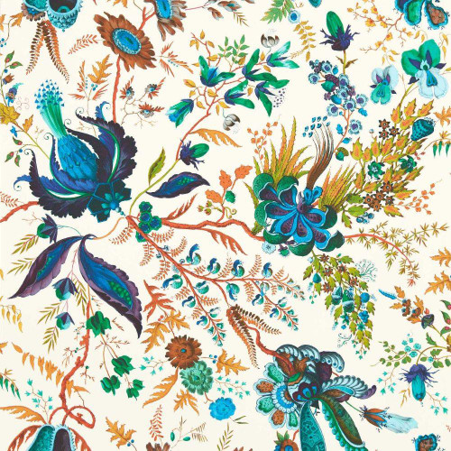 Harlequin Wonderland Floral Wallpaper - 113067 - Lapis / Emerald / Carnelian