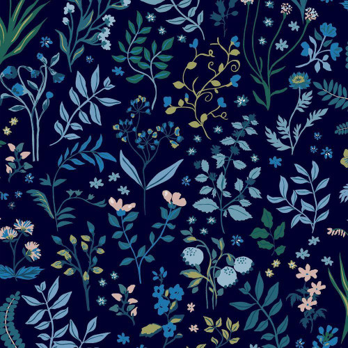 Joules Holcombe Floral Wallpaper - 120874 - Navy