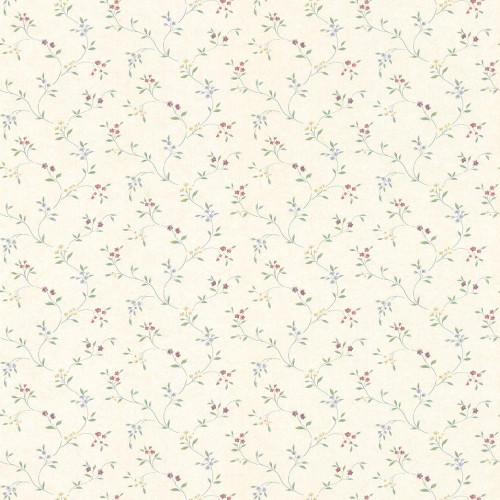 Galerie Small Floral Trail Wallpaper - PF38106 - Cream / Yellow / Red / Blue / Green