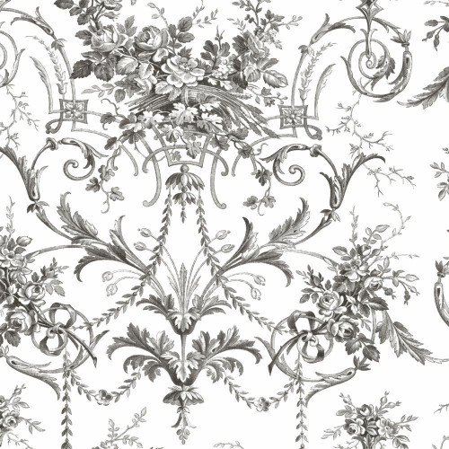 Laura Ashley Tuileries Wallpaper - 122768 - Charcoal Grey