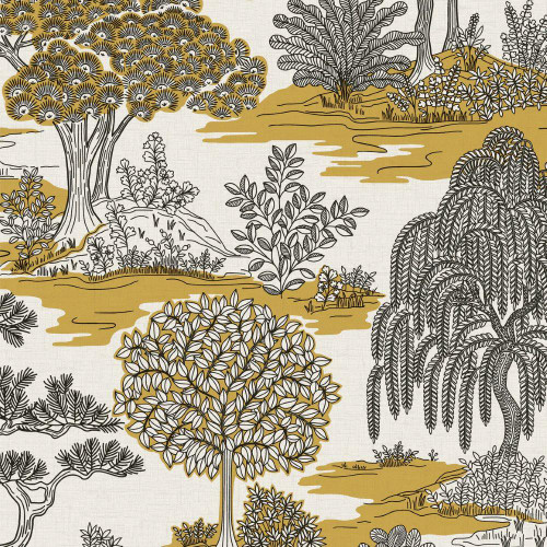Fine Decor Zen Oriental Landscape Wallpaper - FD43440 - Ochre