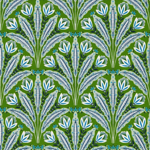 Clarke & Clarke Attingham Wallpaper - W0193/01 - Cobalt / Green