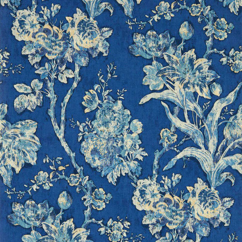 Sanderson Fringed Tulip Toile Wallpaper - 217323 - Smalt