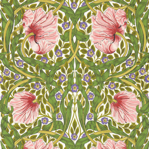 Morris & Co Pimpernel Wallpaper - 217333 - Sap Green / Strawberry
