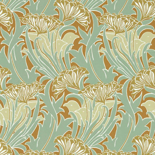 Morris & Co Laceflower Wallpaper - 217354 - Tobacco / Pistachio