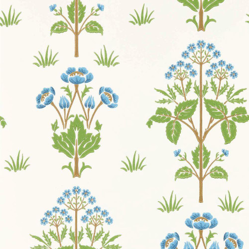 Morris & Co Meadow Sweet Wallpaper - 217368 - Cobalt / Grass Green