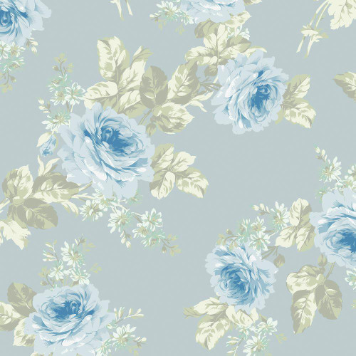 Rachel Ashwell Royal Bouquet Wallpaper - 125112 - Blue