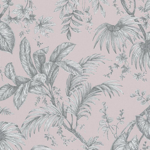 Galerie Palm Leaf Wallpaper - 82339 - Rose / Silver
