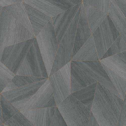 Galerie Geometric Wood Tile Effect Wallpaper - WW22221 - Grey / Black