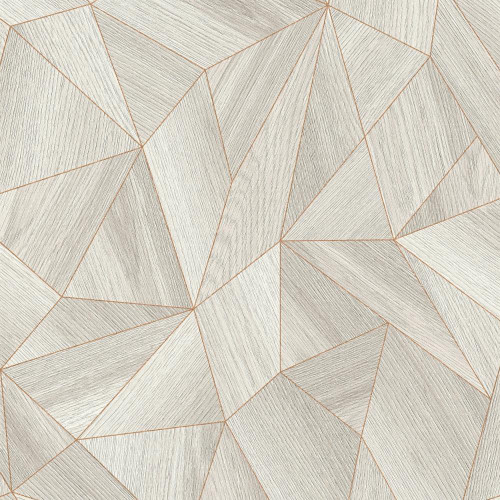 Galerie Geometric Wood Tile Effect Wallpaper - WW22222 - Grey / Metallic