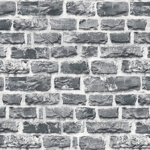 Galerie Rustic Brick Effect Wallpaper - BB51123 - Grey / Black