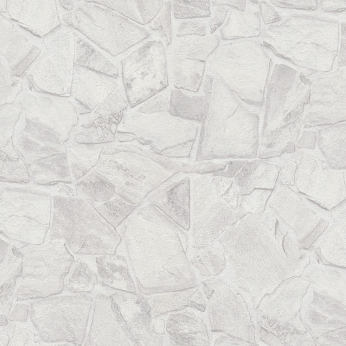 Galerie Authentic Stone Wall Brick Effect Wallpaper - BB51139 - Silver / White