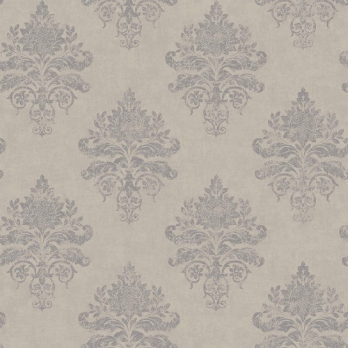 Galerie Medallion Damask Wallpaper - G68669 - Silver Grey