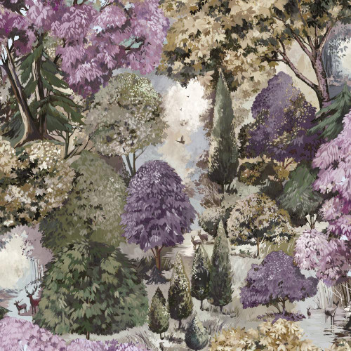 Holden Decor Basildon Forest Wallpaper - 13930 - Mulberry / Green