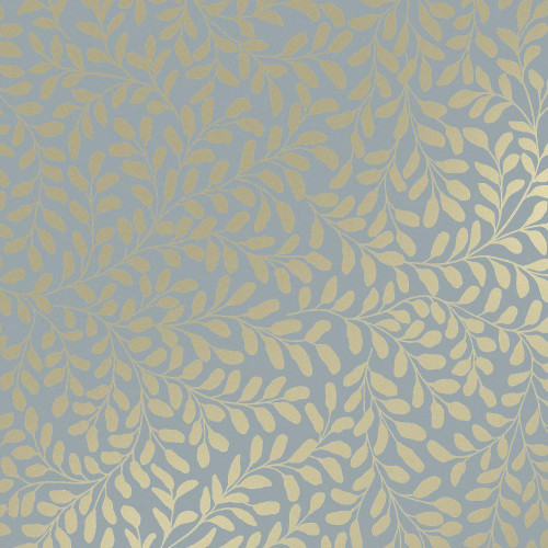 Graham & Brown Gilded Leaf Wallpaper - 130368 - Sky Blue / Pale Gold