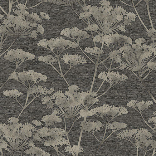 Graham & Brown Serene Seed Head Wallpaper - 119967 - Black / Gold