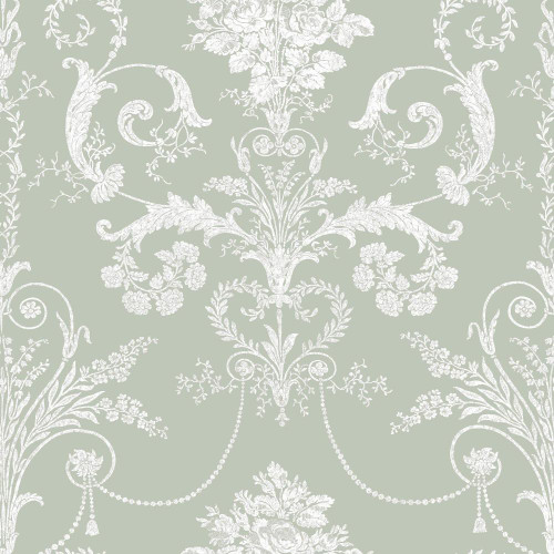 Laura Ashley Josette Wallpaper - 130114 - Sage Green
