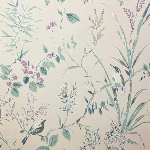Crown Wallcoverings Mariko Floral Wallpaper - M1554 - Teal / Plum