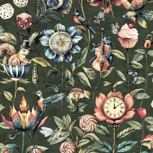 Holden Decor  Curious Creatures Wallpaper - 13921 - Emerald Green