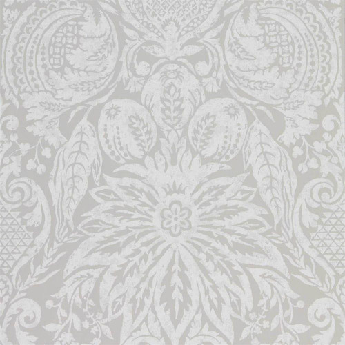 Zoffany Mitford Damask Wallpaper - 312863 - Platinum Grey