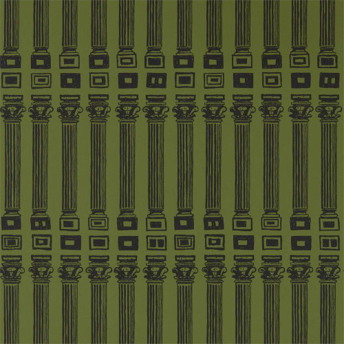 Zoffany Columns Wallpaper - 312970 - Olive / Bone Black