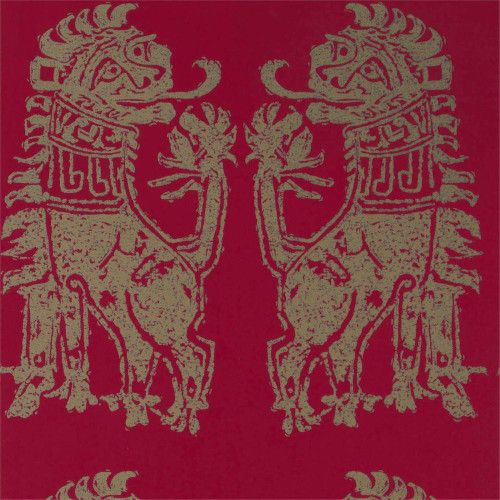 Zoffany Sicilian Lion Wallpaper - 312978 - Cinnabar / Bronze