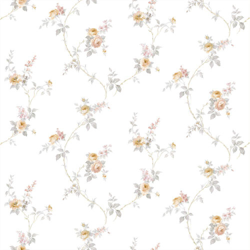 Galerie - White Wedding Trail Wallpaper - CI38224 - Cream / Grey