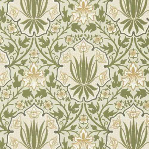 Morris & Co - Iris & Rose Wallpaper - 217567 - Bayleaf / Weld