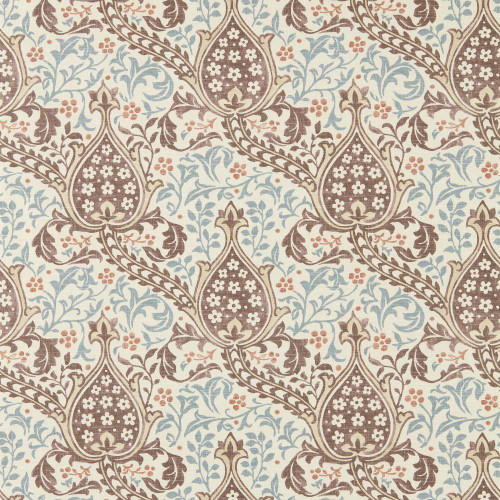 Morris & Co - Persian Tulip Wallpaper - 217598 - Umber / Mineral Blue