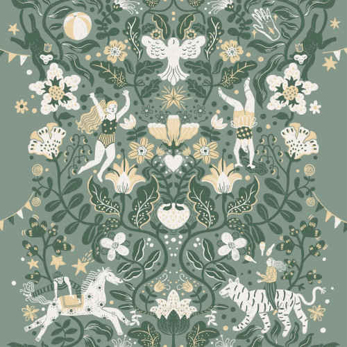Galerie - Cirkus Wallpaper - 29027 - Green / Grey