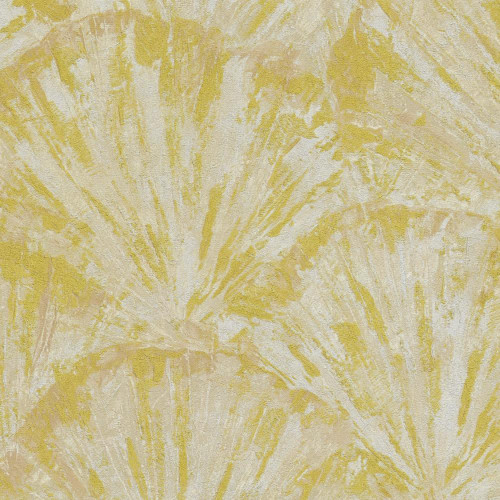 Wide Fan Wallpaper - HZ62040 - Cream / Yellow / Metallic