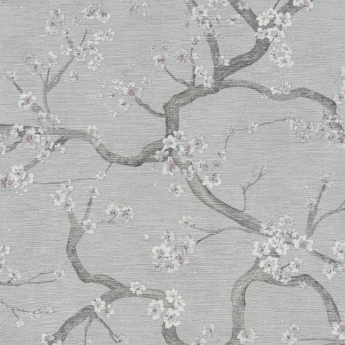 Cherry Blossom Wallpaper - HZ62044 - Grey / Metallic / Pink