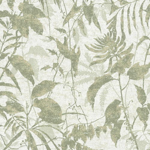 Cloud Forest Wallpaper - HZ62047 - Cream / Green / Metallic