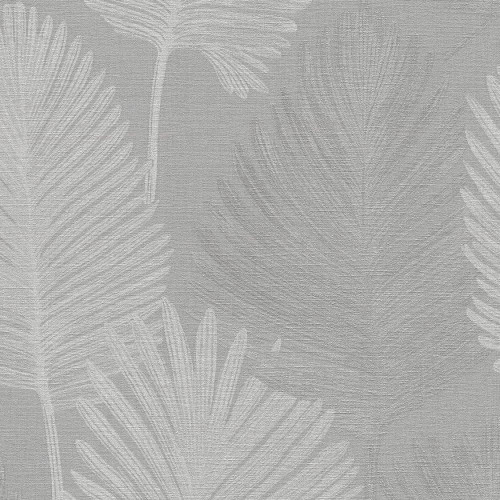 Palm Leaf Wallpaper - HZ62075 - Cream / Grey / Metallic