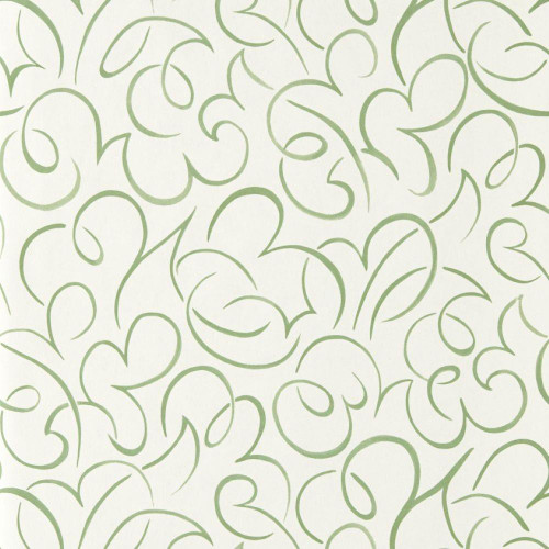 Scion Flo Swirl Wallpaper 113388 Pine with flowing swirl pattern in fresh green on a light background.