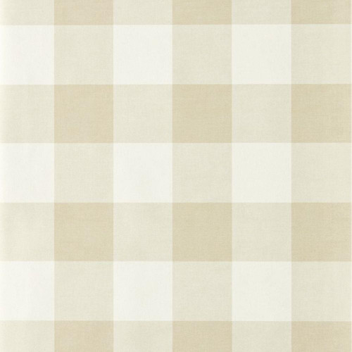 Scion Central Check Wallpaper 113415 Pebble featuring large beige and off-white gingham squares.