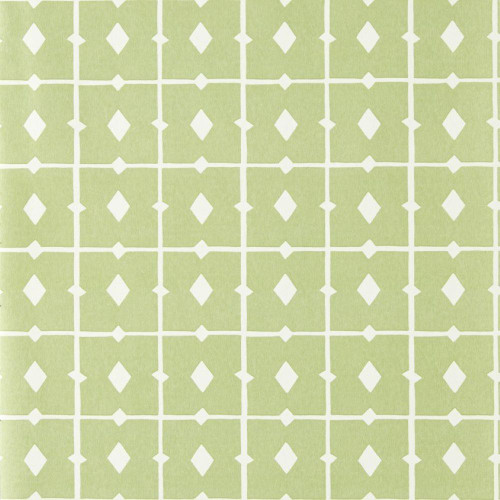 Tiles is a crisp, contemporary wallpaper defined by its neat grid structure and centred diamond motifs. The orderly square layout creates rhythm and balance, while the softly textured finish ensures the design feels warm and approachable rather than rigid.

In the Pea Green colourway, fresh green tones bring a light, uplifting energy to the geometric pattern. The subtle contrast between the soft ground and clean white detailing keeps the look airy and modern, making it ideal for kitchens, living rooms, hallways or playful contemporary spaces. Tiles Pea Green offers structured design with a cheerful twist.